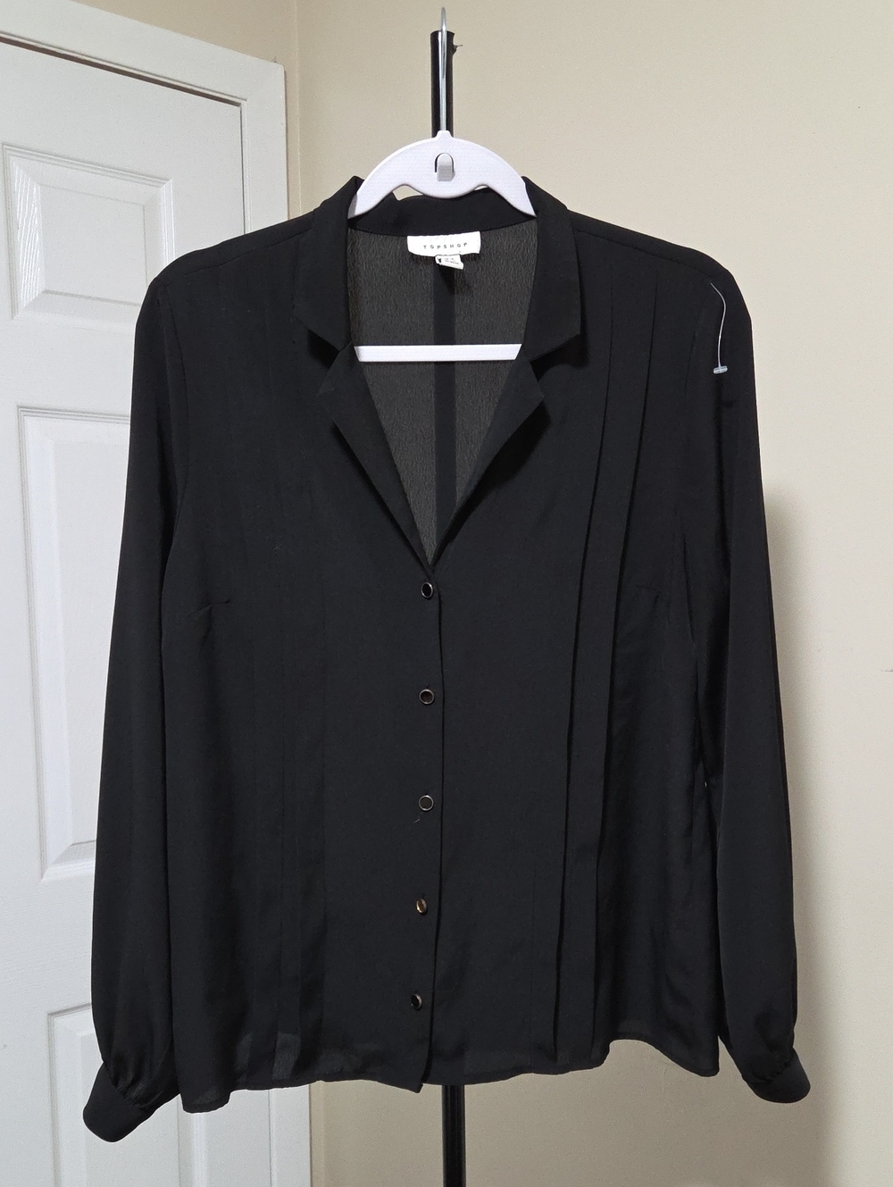 Topshop Black Pleated Button-Front Blazer Jacket